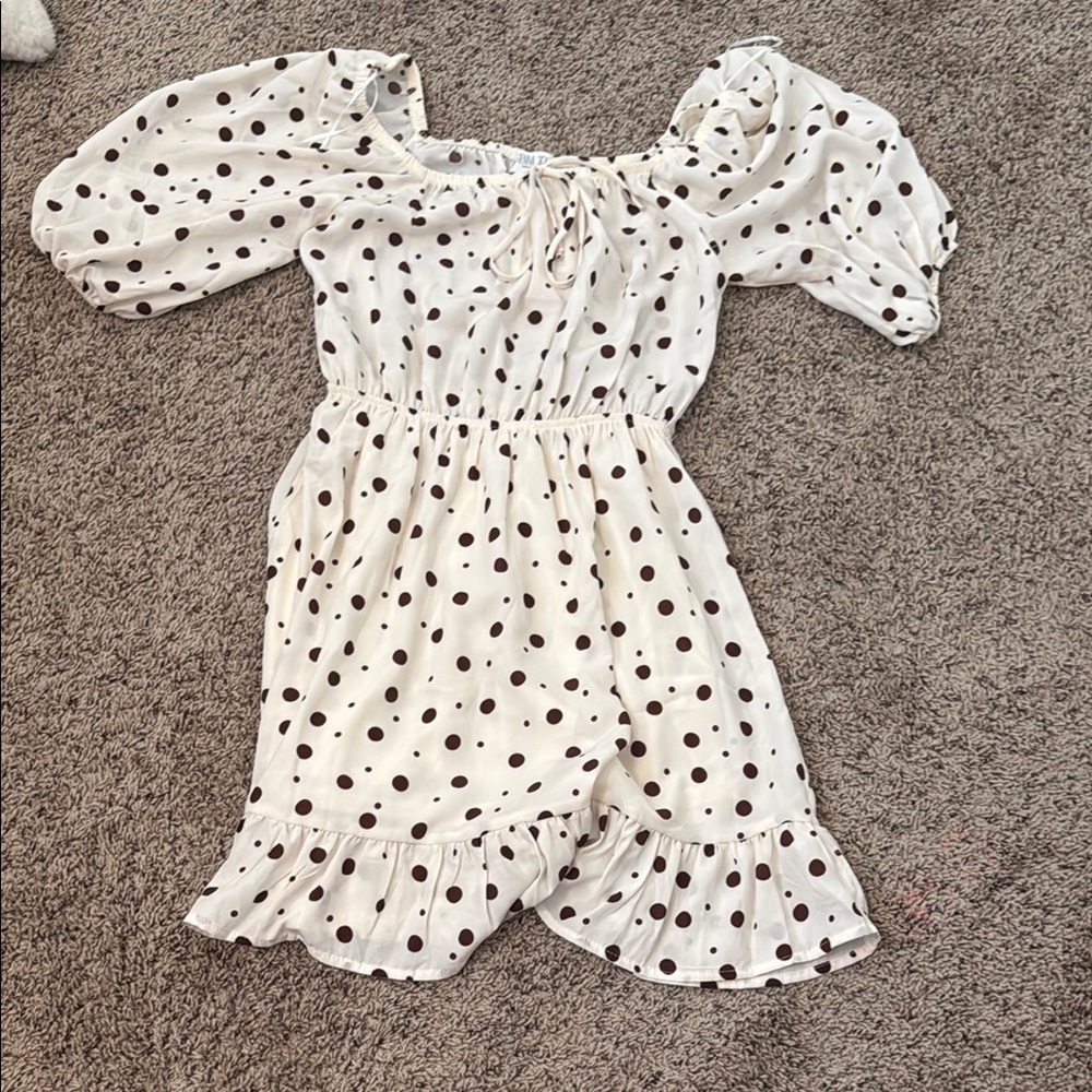 Sienna Sky White and Black Polka Dot Kids Dress